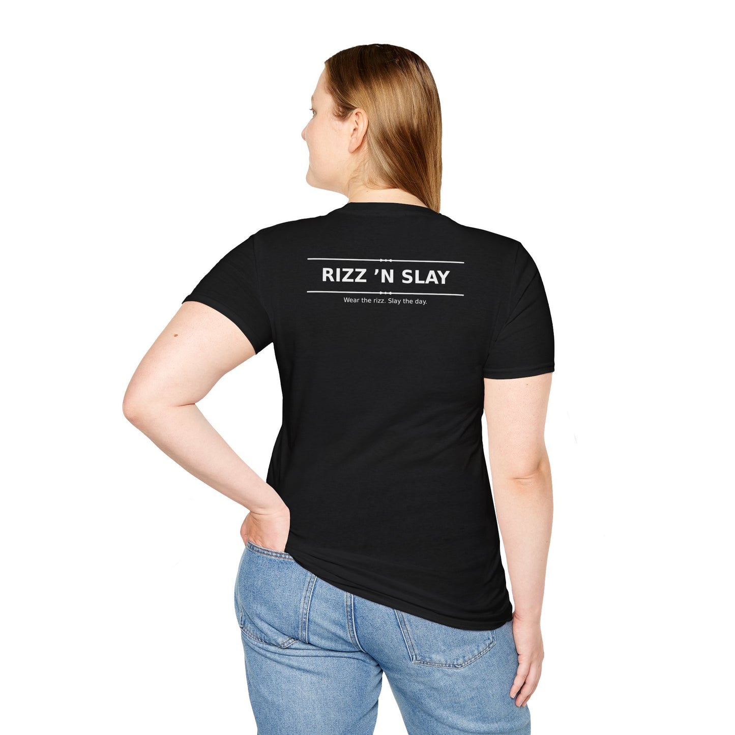 Rizz N Slay Logo Tee - Unisex Cotton Crew Tee with 'Wear the Rizz Slay the Day' Slogan