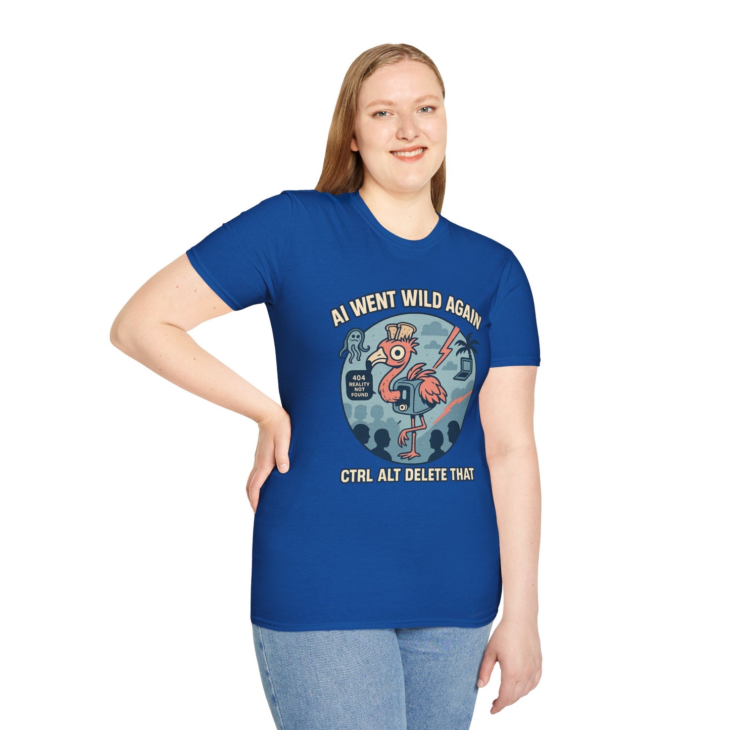 AI Gone Wild T-Shirt, Quirky Flamingo Tee