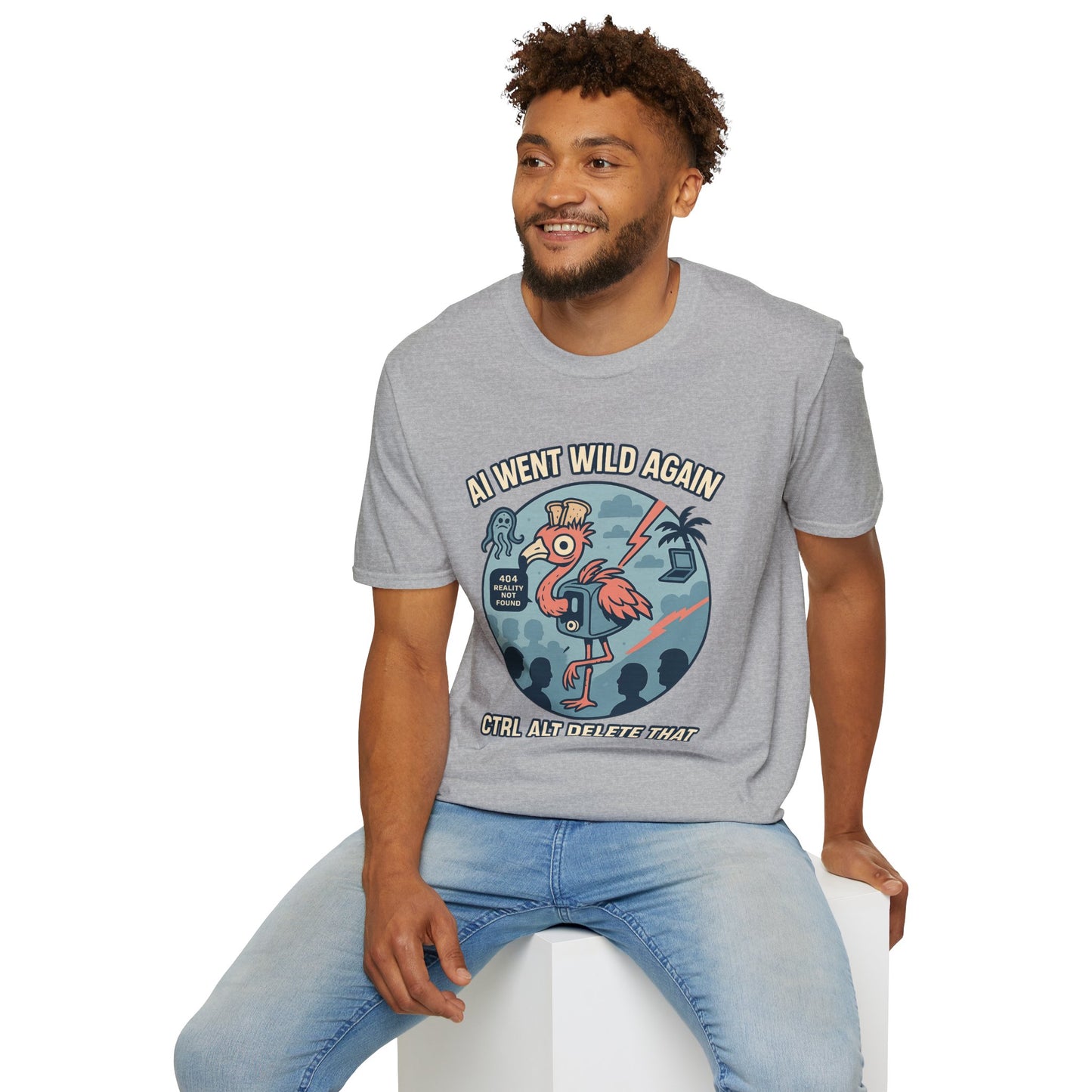 AI Gone Wild T-Shirt, Quirky Flamingo Tee