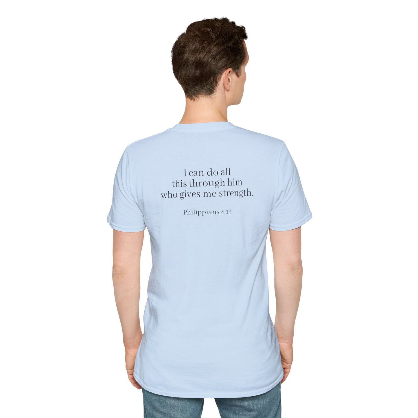 I can do all through Christ | Inspirational Christian T-Shirt, Religious Shirt, Faith Tee, Unisex Softstyle T-Shirt, Biblical Gift, Prayer Shirt, Philippians 4:13 Tee