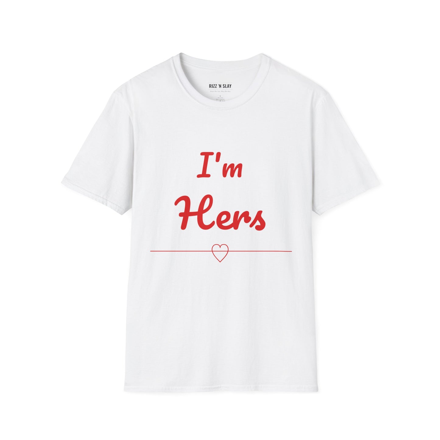I'm Hers T-Shirt | Couples Shirt, Red Script Heart Design