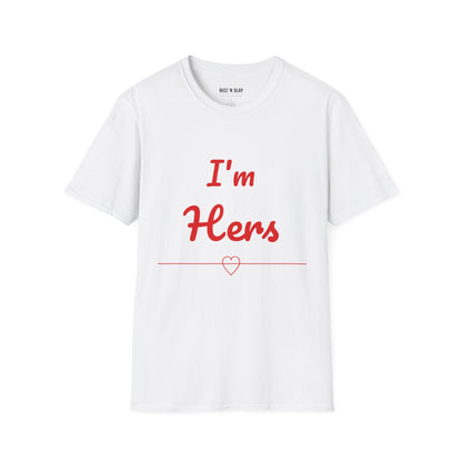 I'm Hers T-Shirt | Couples Shirt, Red Script Heart Design