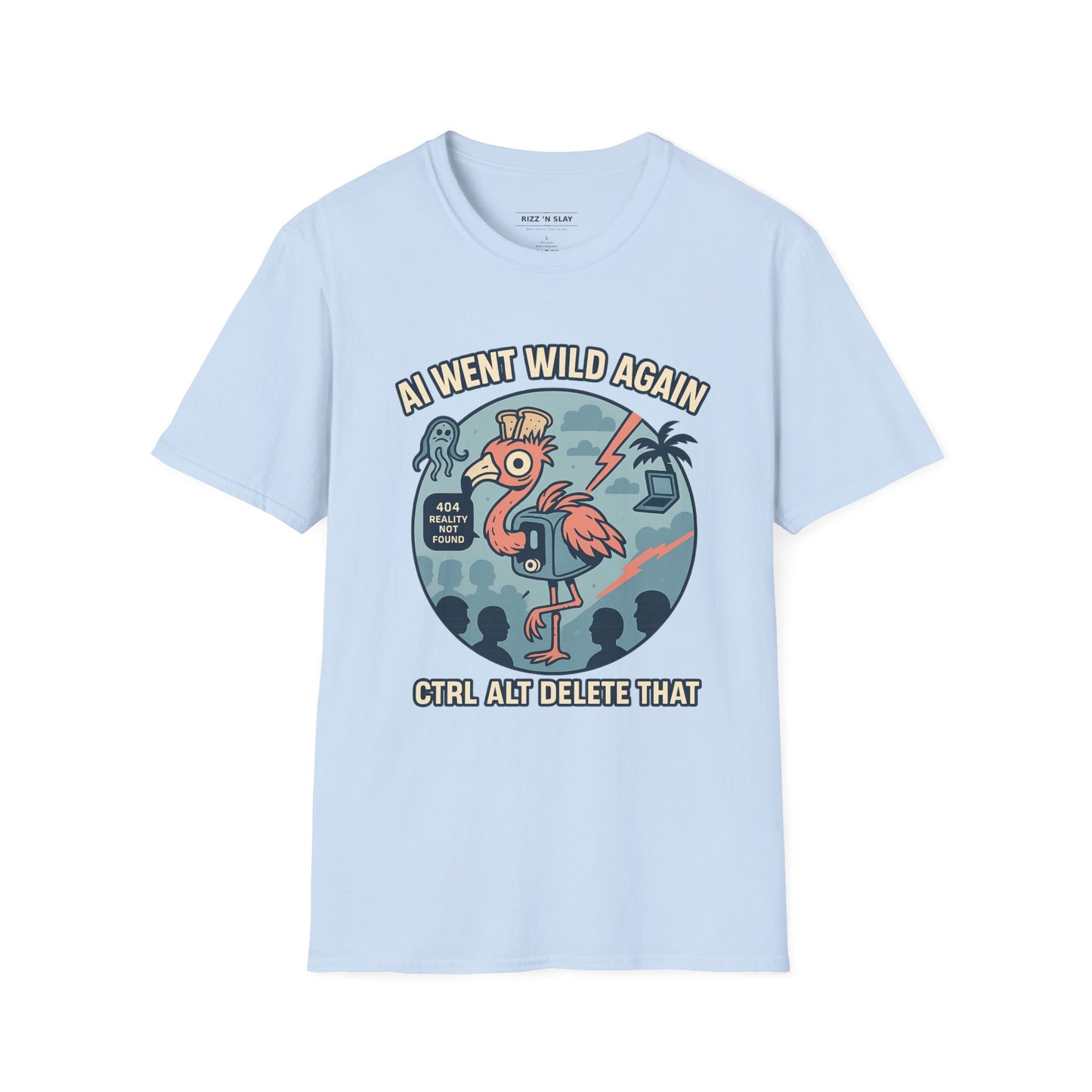AI Gone Wild T-Shirt, Quirky Flamingo Tee