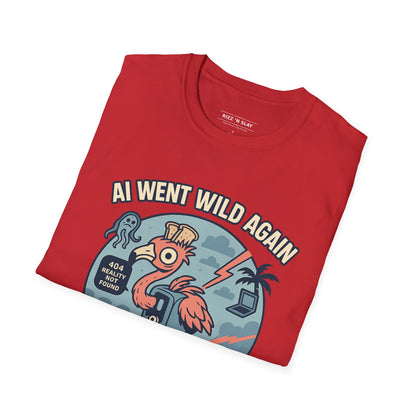 AI Gone Wild T-Shirt, Quirky Flamingo Tee