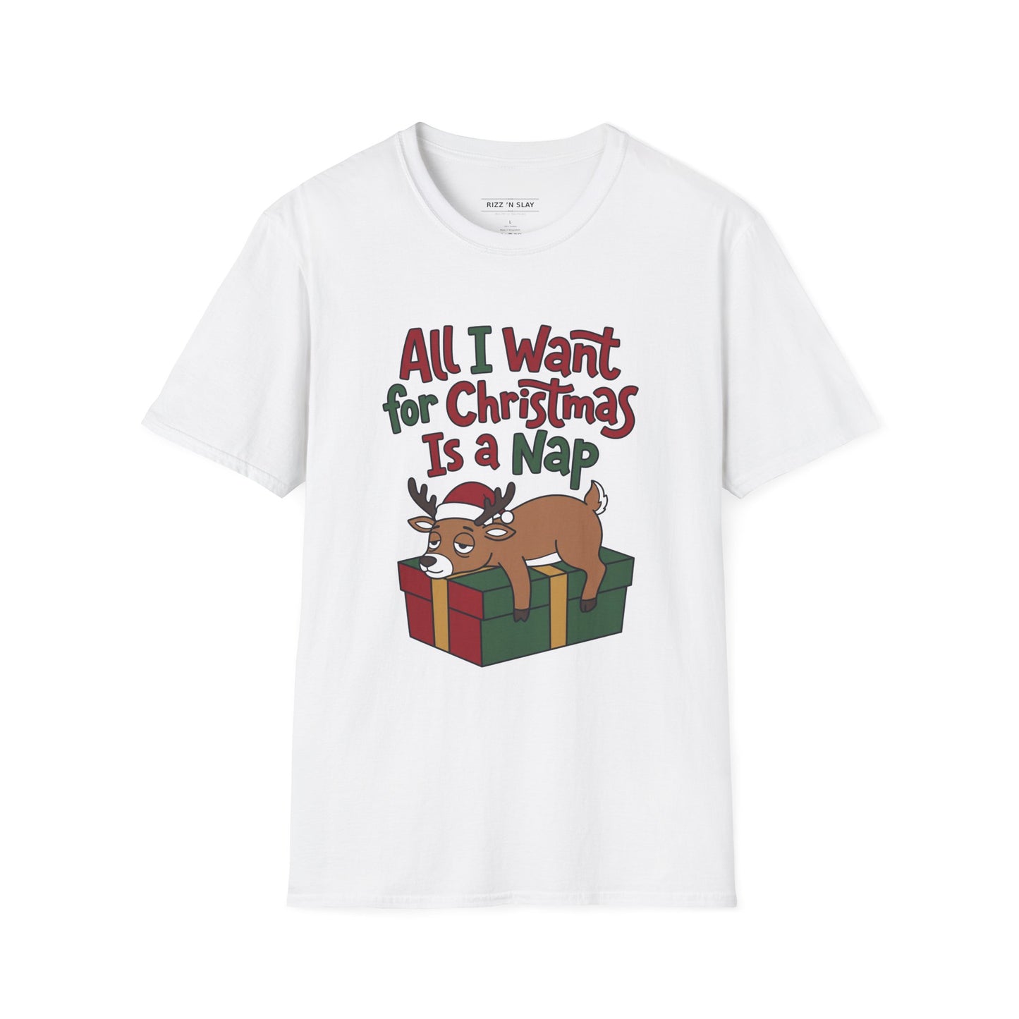Christmas Nap T-Shirt — "All I Want for Christmas Is a Nap" Cute Reindeer Holiday Tee
