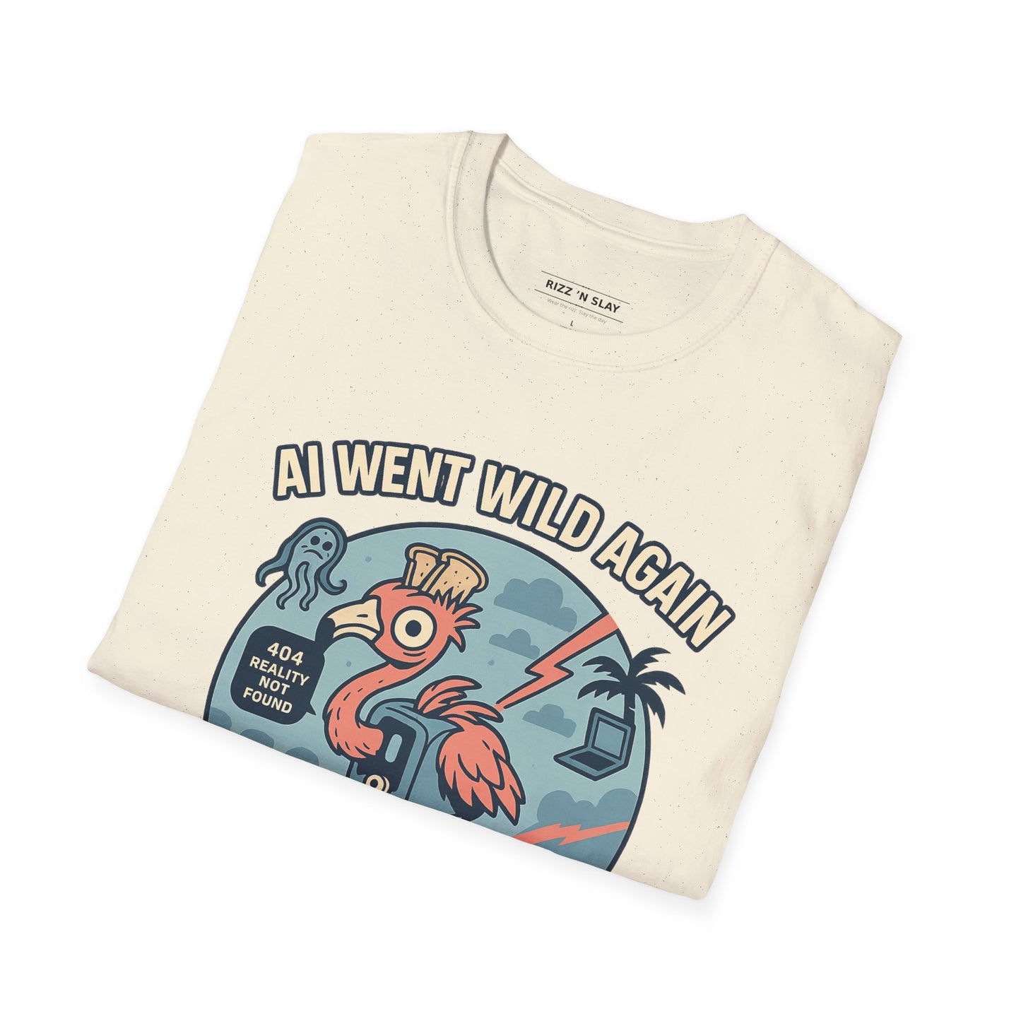 AI Gone Wild T-Shirt, Quirky Flamingo Tee