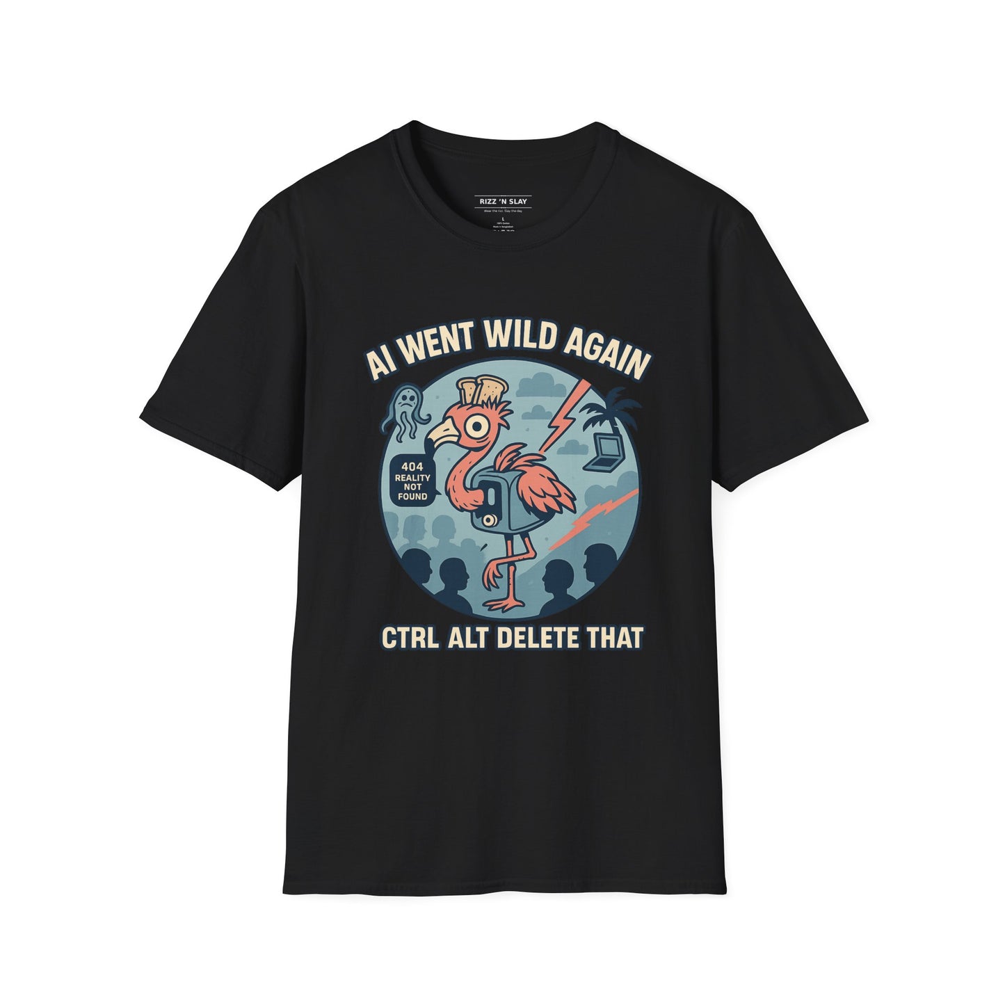 AI Gone Wild T-Shirt, Quirky Flamingo Tee