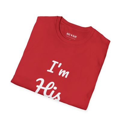 I'm His T-Shirt — Couples Valentine's Tee with Red Script & Heart Accent