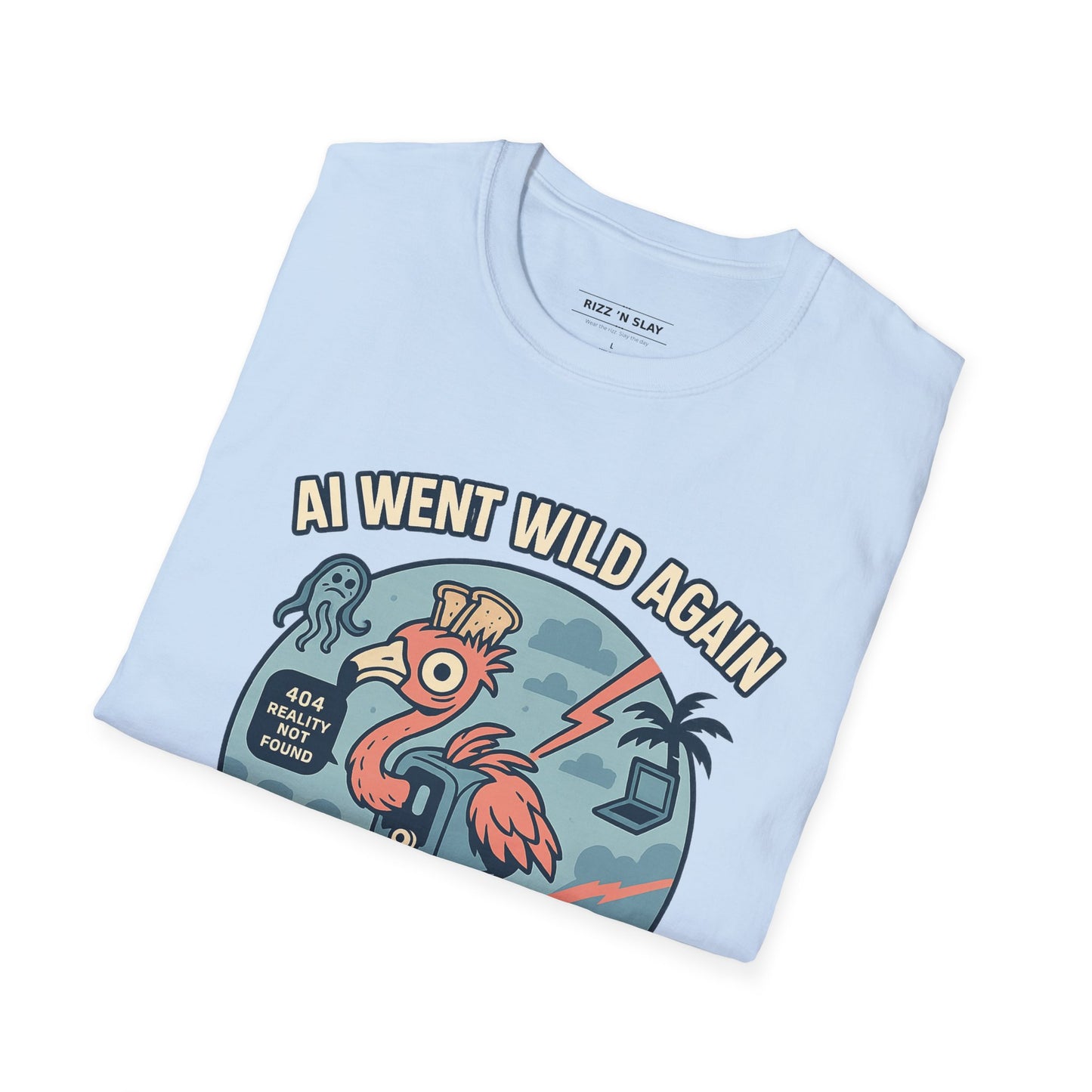 AI Gone Wild T-Shirt, Quirky Flamingo Tee