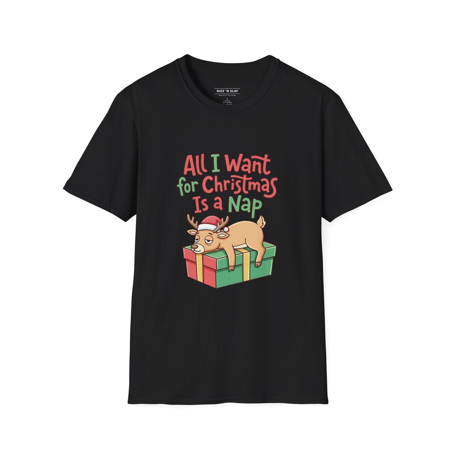 Christmas Nap T-Shirt — "All I Want for Christmas Is a Nap" Cute Reindeer Holiday Tee