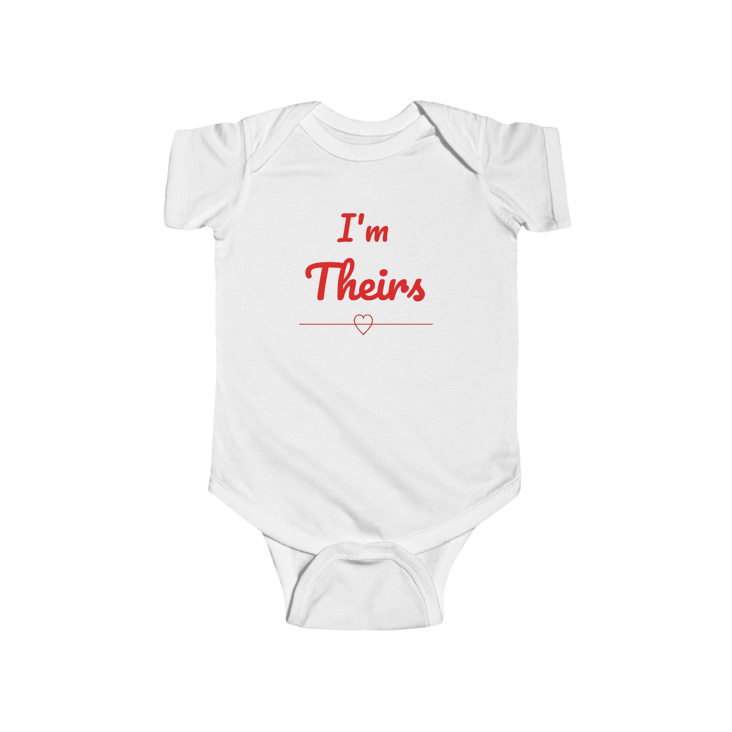 Infant Bodysuit "I'm Theirs" Red Script Baby Onesie – Newborn Gift & Adoption Announcement