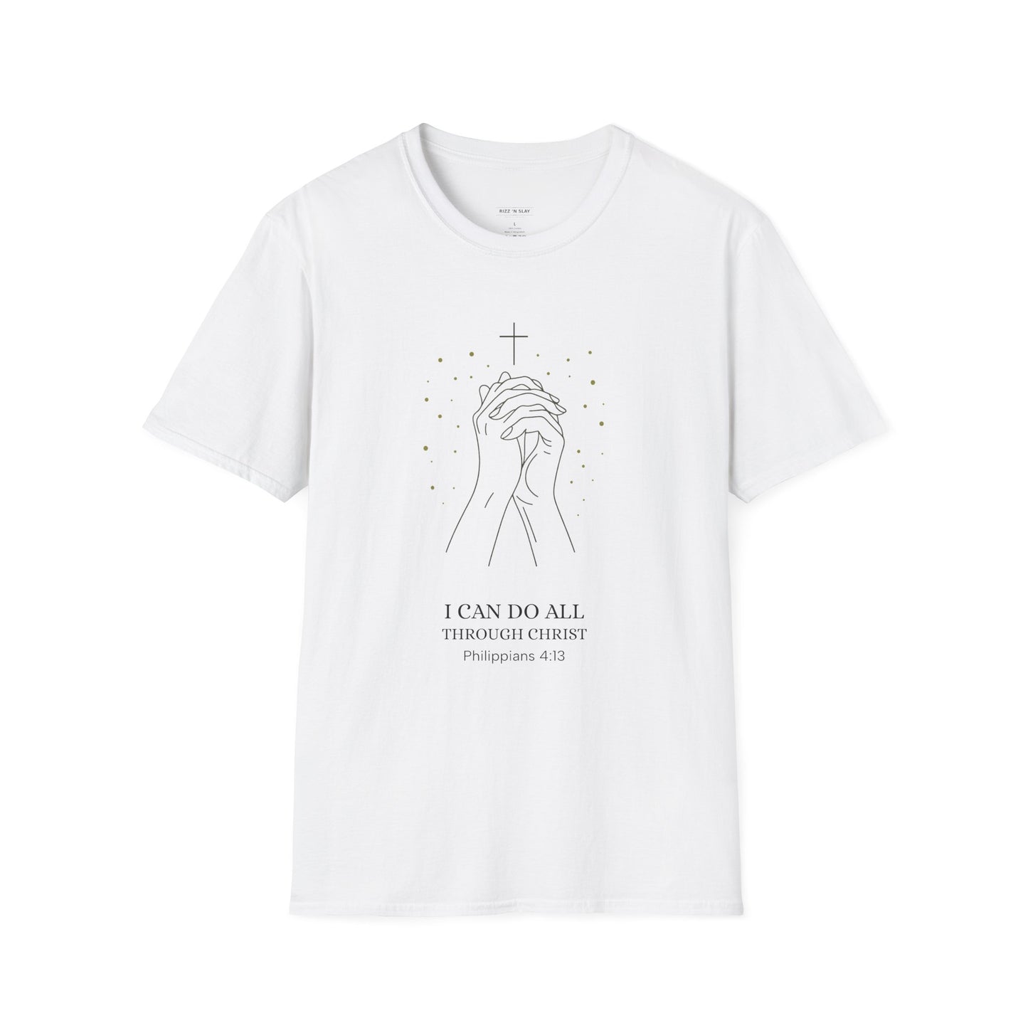 I can do all through Christ | Inspirational Christian T-Shirt, Religious Shirt, Faith Tee, Unisex Softstyle T-Shirt, Biblical Gift, Prayer Shirt, Philippians 4:13 Tee