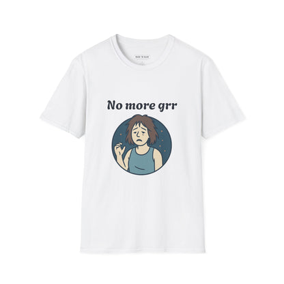 No More Grr Graphic T-Shirt — Playful Messy-Hair Roar Off Duty Tee