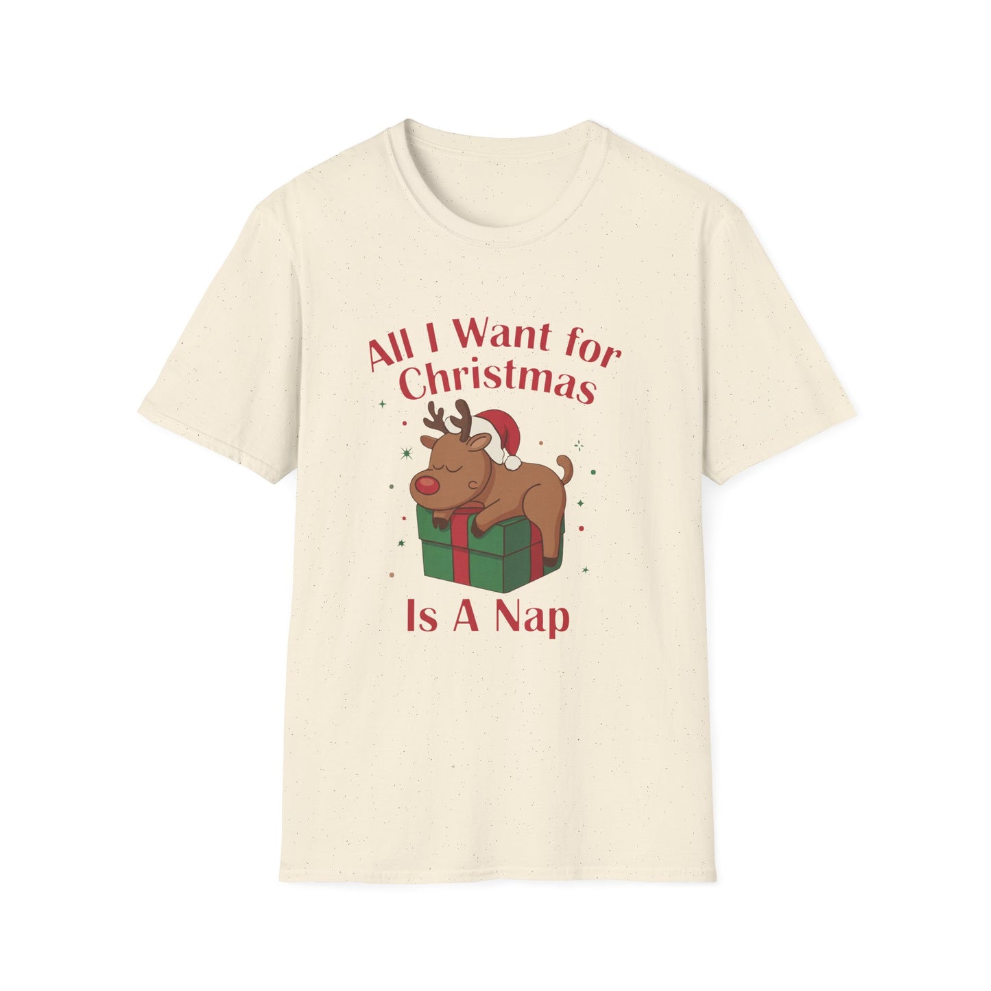 Christmas Reindeer Nap T-Shirt — "All I Want for Christmas Is a Nap" Funny Holiday Tee