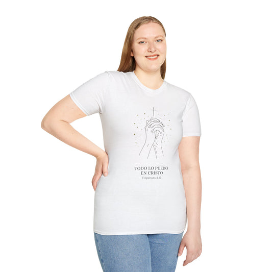 Todo lo Puedo en Cristo | Camiseta Cristiana Filipenses 4:13, Playera de Fe, Camiseta Religiosa Bíblica, Inspiración Espiritual, Regalo Cristiano Unisex