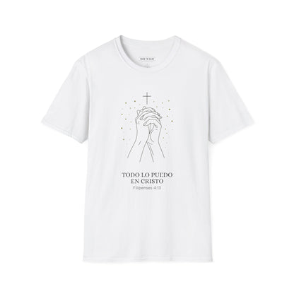Todo lo Puedo en Cristo | Camiseta Cristiana Filipenses 4:13, Playera de Fe, Camiseta Religiosa Bíblica, Inspiración Espiritual, Regalo Cristiano Unisex