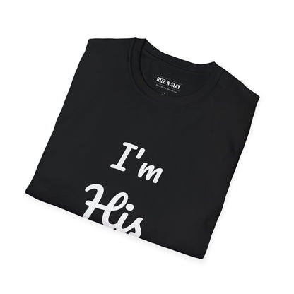 I'm His T-Shirt — Couples Valentine's Tee with Red Script & Heart Accent