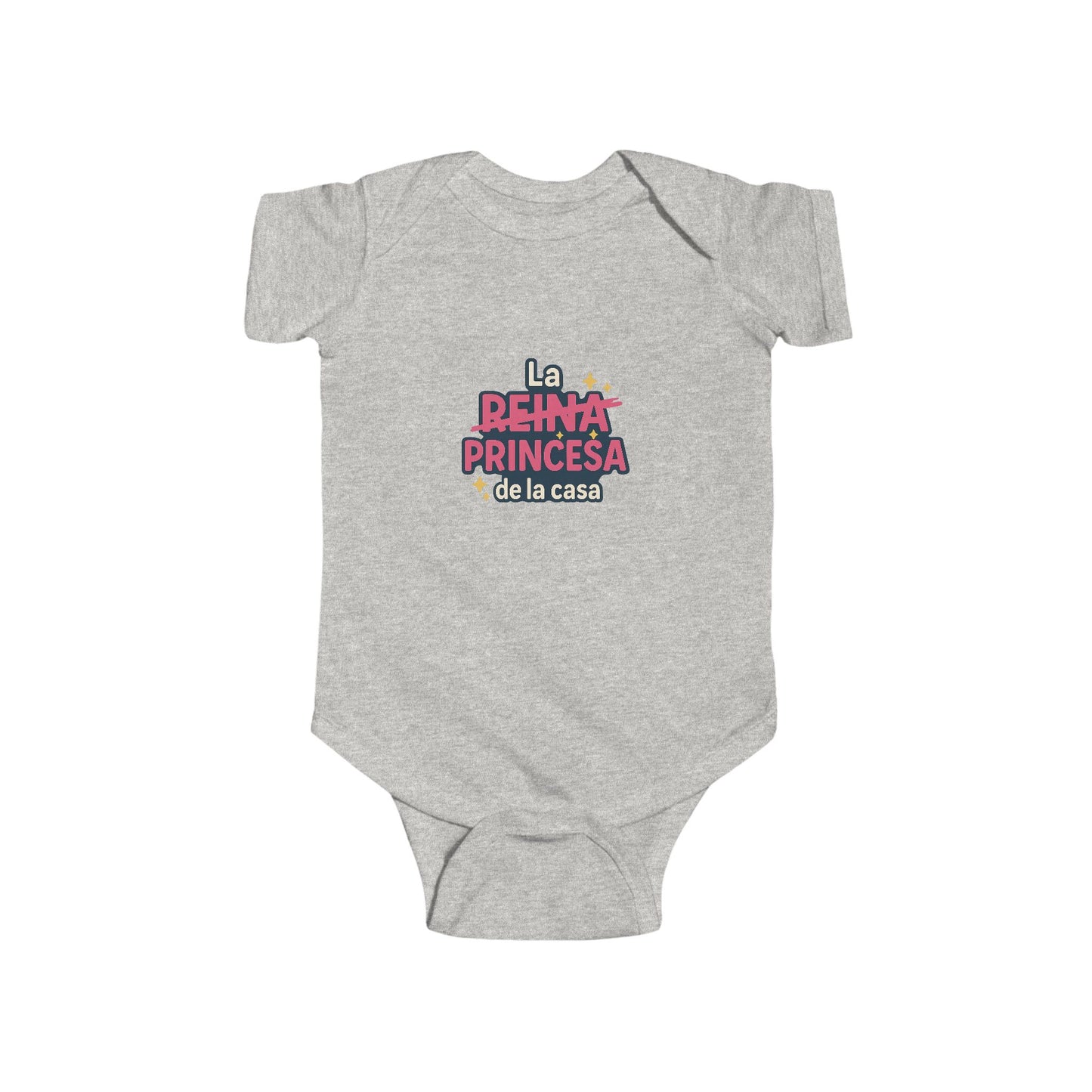 Infant Onesie - 'Reina' Tachado y 'Princesa' Destacado - Mensaje de Amor Familial - Ideal para Baby Shower y Sesiones de Fotos