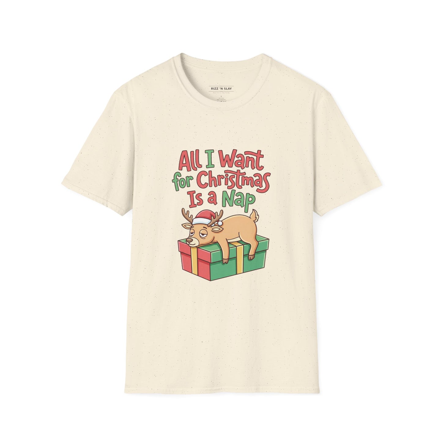 Christmas Nap T-Shirt — "All I Want for Christmas Is a Nap" Cute Reindeer Holiday Tee