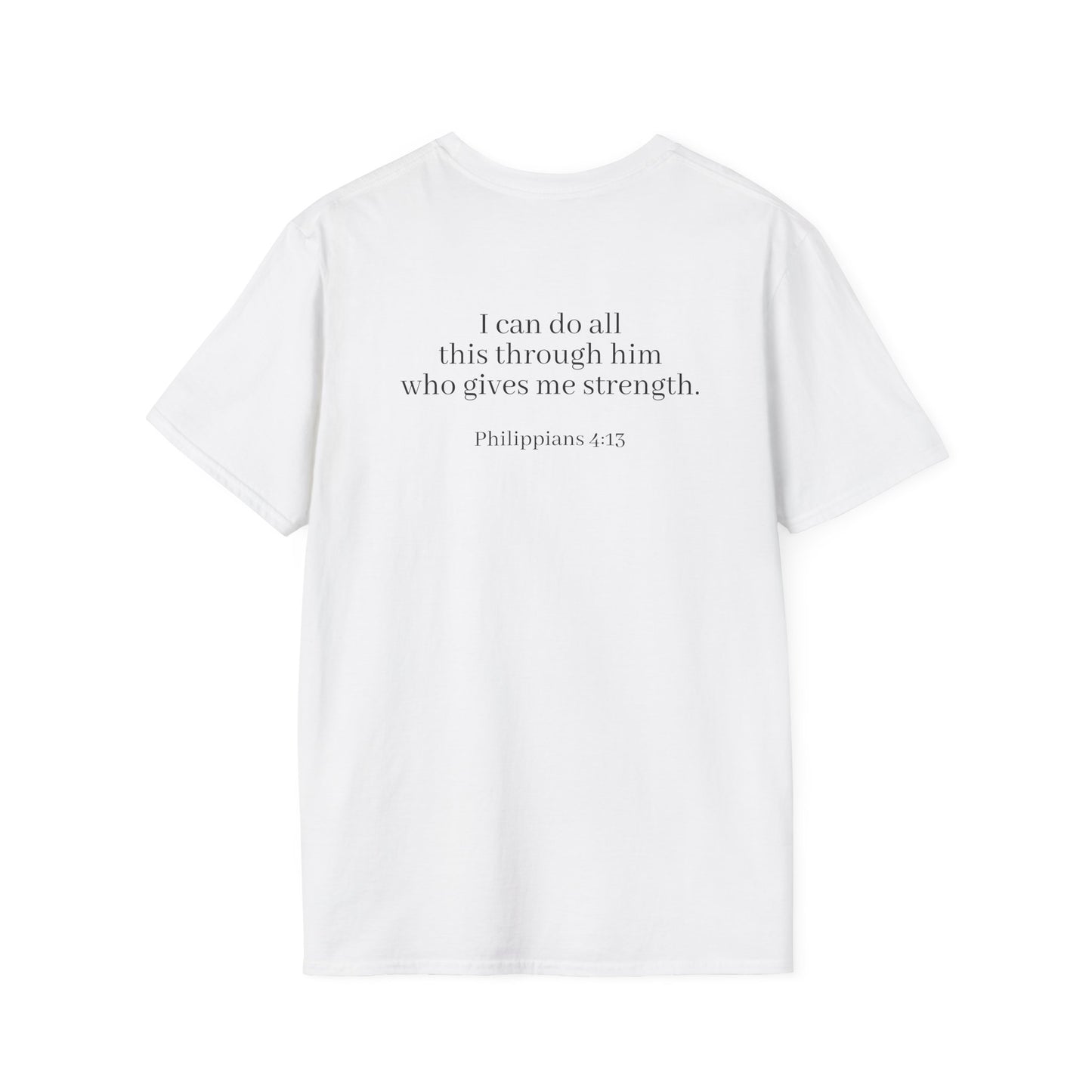 I can do all through Christ - Inspirational Christian T-Shirt, Religious Shirt, Faith Tee, Unisex Softstyle T-Shirt, Biblical Gift, Prayer Shirt, Philippians 4:13 Tee