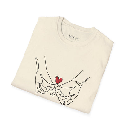 Best Friend Line Art T-Shirt - 'Unbreakable Bond' Minimal Heart Design - Galentine’s Day Minimalist Shirt