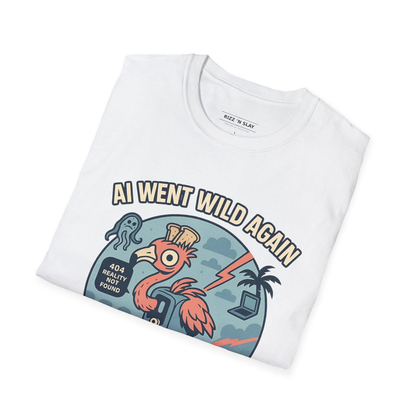AI Gone Wild T-Shirt, Quirky Flamingo Tee