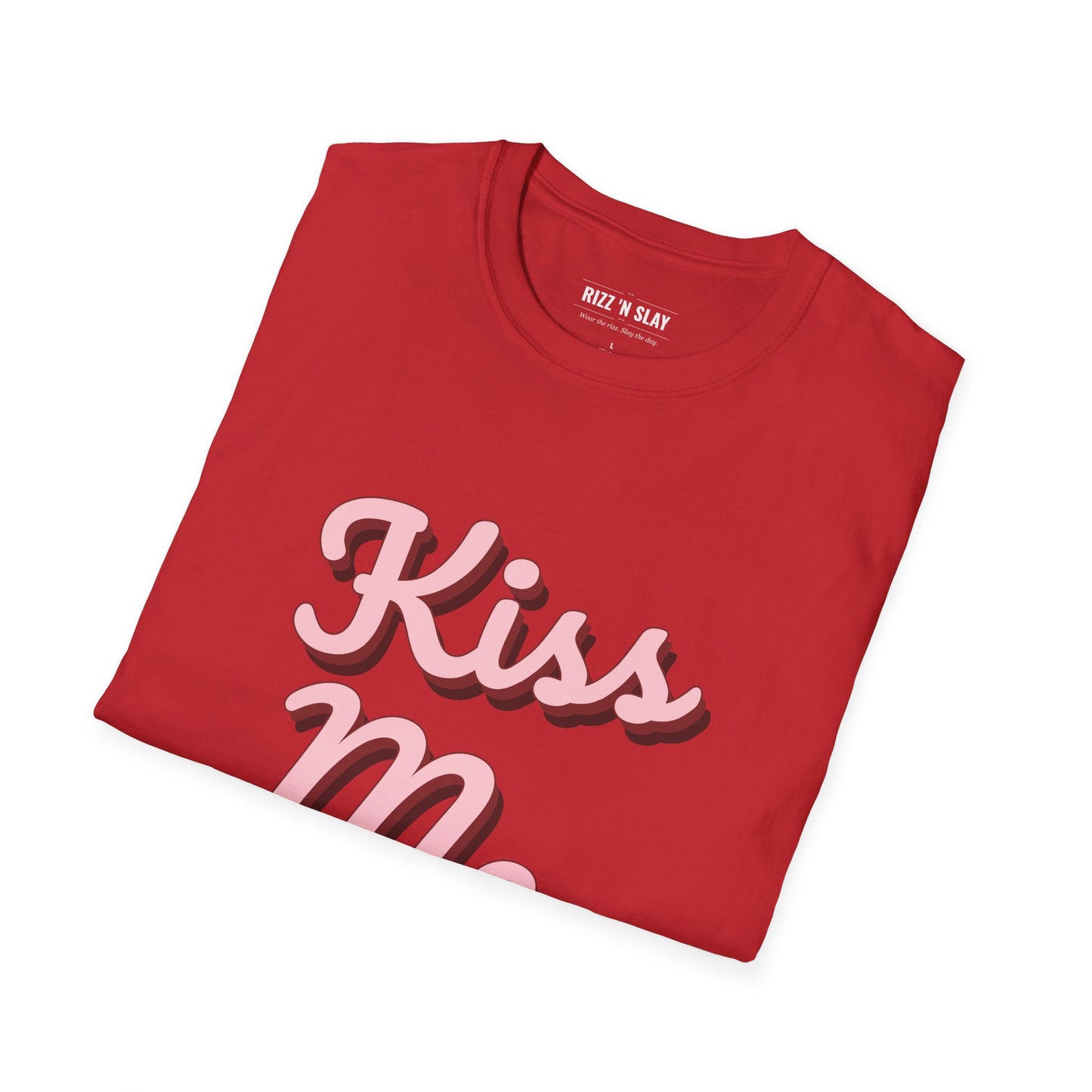 Kiss Me Graphic Tee - Pink Retro Script Valentine's Day Shirt