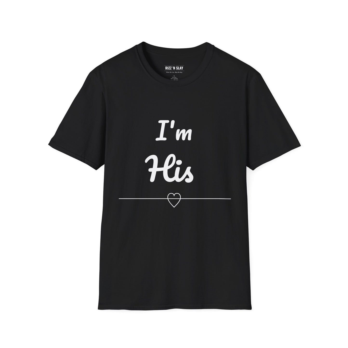 I'm His T-Shirt — Couples Valentine's Tee with Red Script & Heart Accent