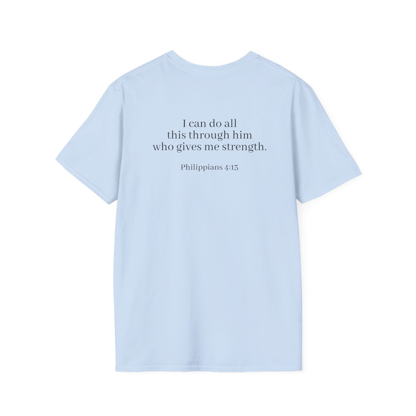 I can do all through Christ | Inspirational Christian T-Shirt, Religious Shirt, Faith Tee, Unisex Softstyle T-Shirt, Biblical Gift, Prayer Shirt, Philippians 4:13 Tee