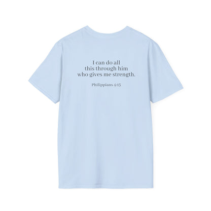 I can do all through Christ | Inspirational Christian T-Shirt, Religious Shirt, Faith Tee, Unisex Softstyle T-Shirt, Biblical Gift, Prayer Shirt, Philippians 4:13 Tee