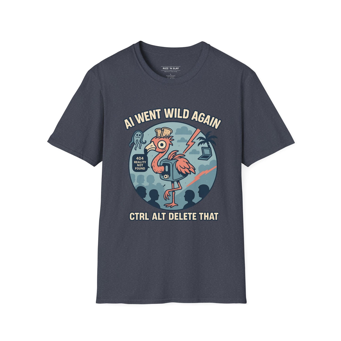 AI Gone Wild T-Shirt, Quirky Flamingo Tee