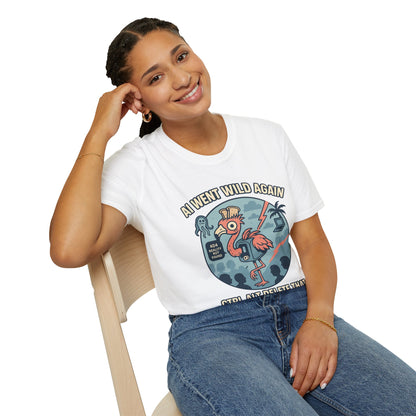 AI Gone Wild T-Shirt, Quirky Flamingo Tee