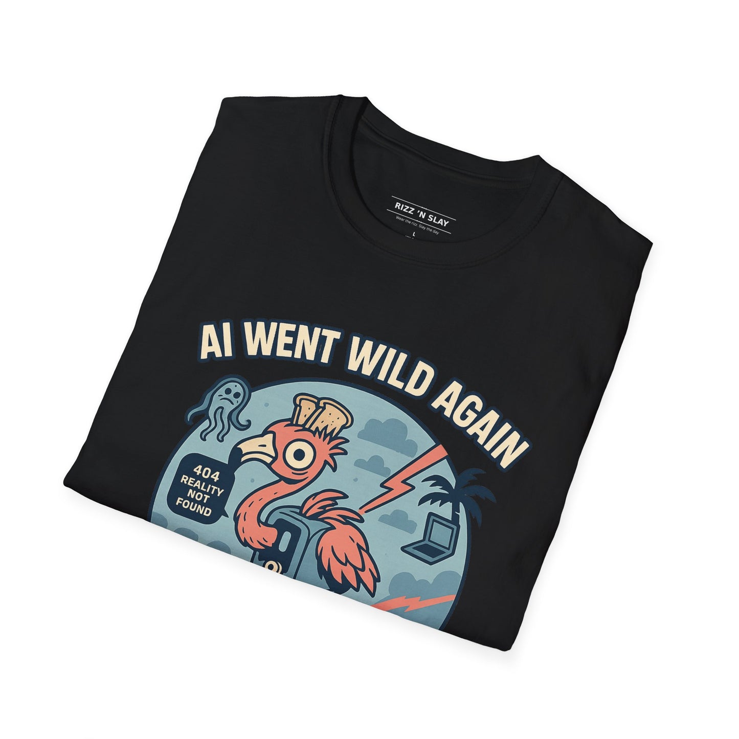 AI Gone Wild T-Shirt, Quirky Flamingo Tee