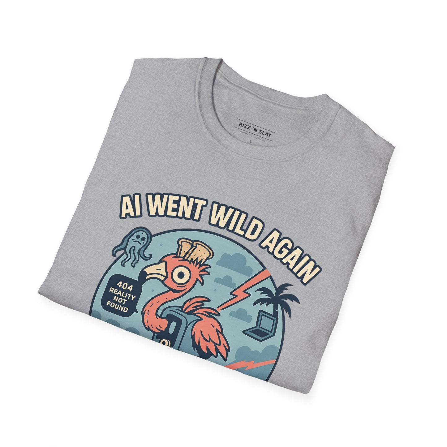 AI Gone Wild T-Shirt, Quirky Flamingo Tee