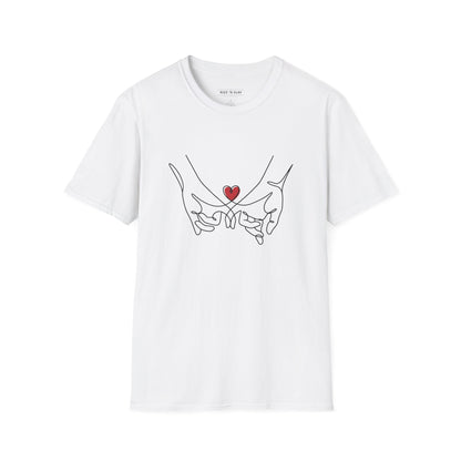 Best Friend Line Art T-Shirt - 'Unbreakable Bond' Minimal Heart Design - Galentine’s Day Minimalist Shirt