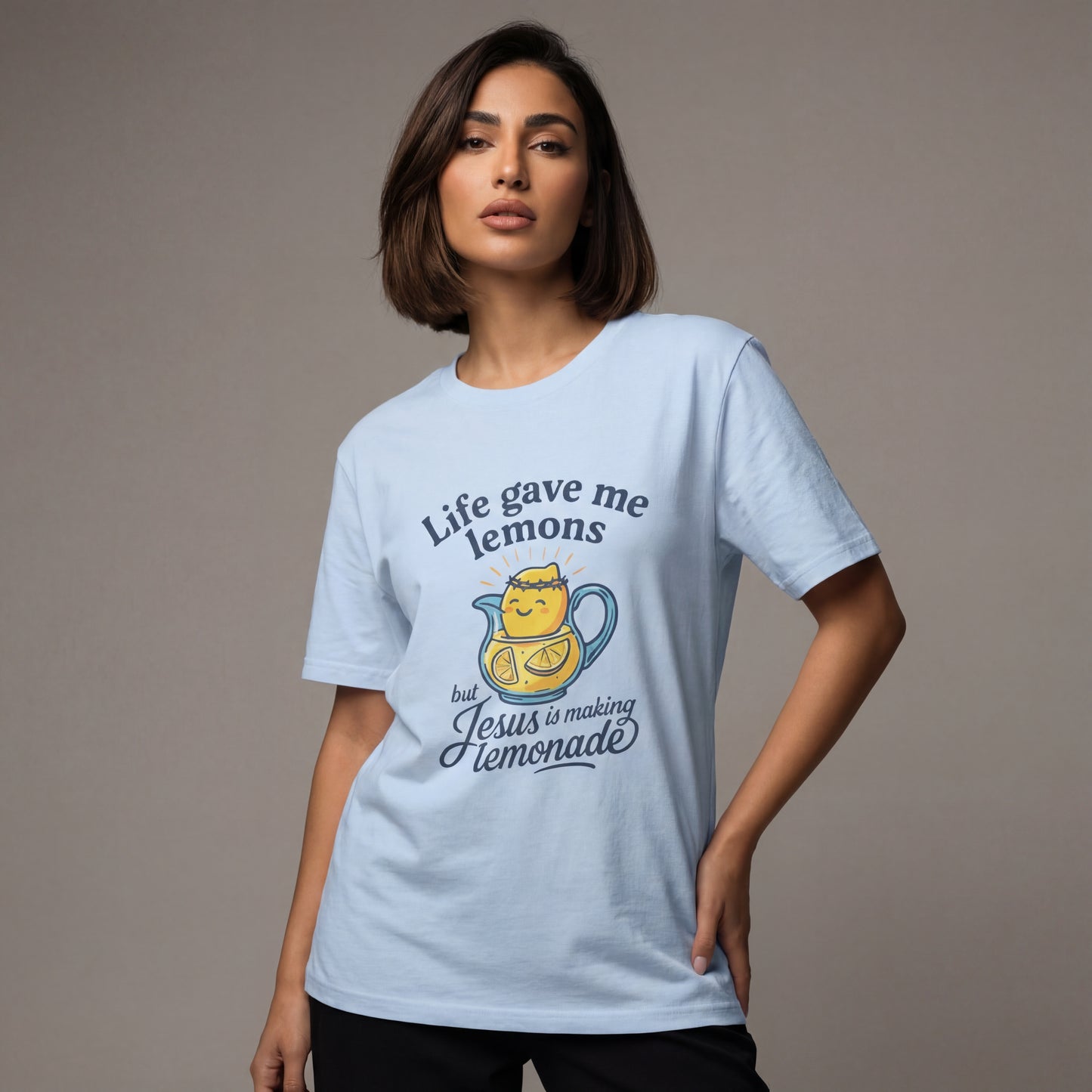 Life Gave Me Lemons But Jesus Is Making Lemonade Christian T-Shirt, Cute Inspirational Faith Tee, Funny Jesus Shirt for Women Men Youth