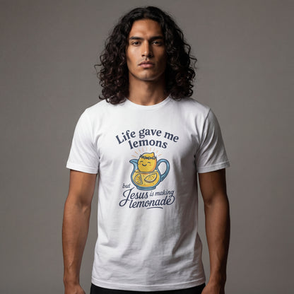 Life Gave Me Lemons But Jesus Is Making Lemonade Christian T-Shirt, Cute Inspirational Faith Tee, Funny Jesus Shirt for Women Men Youth