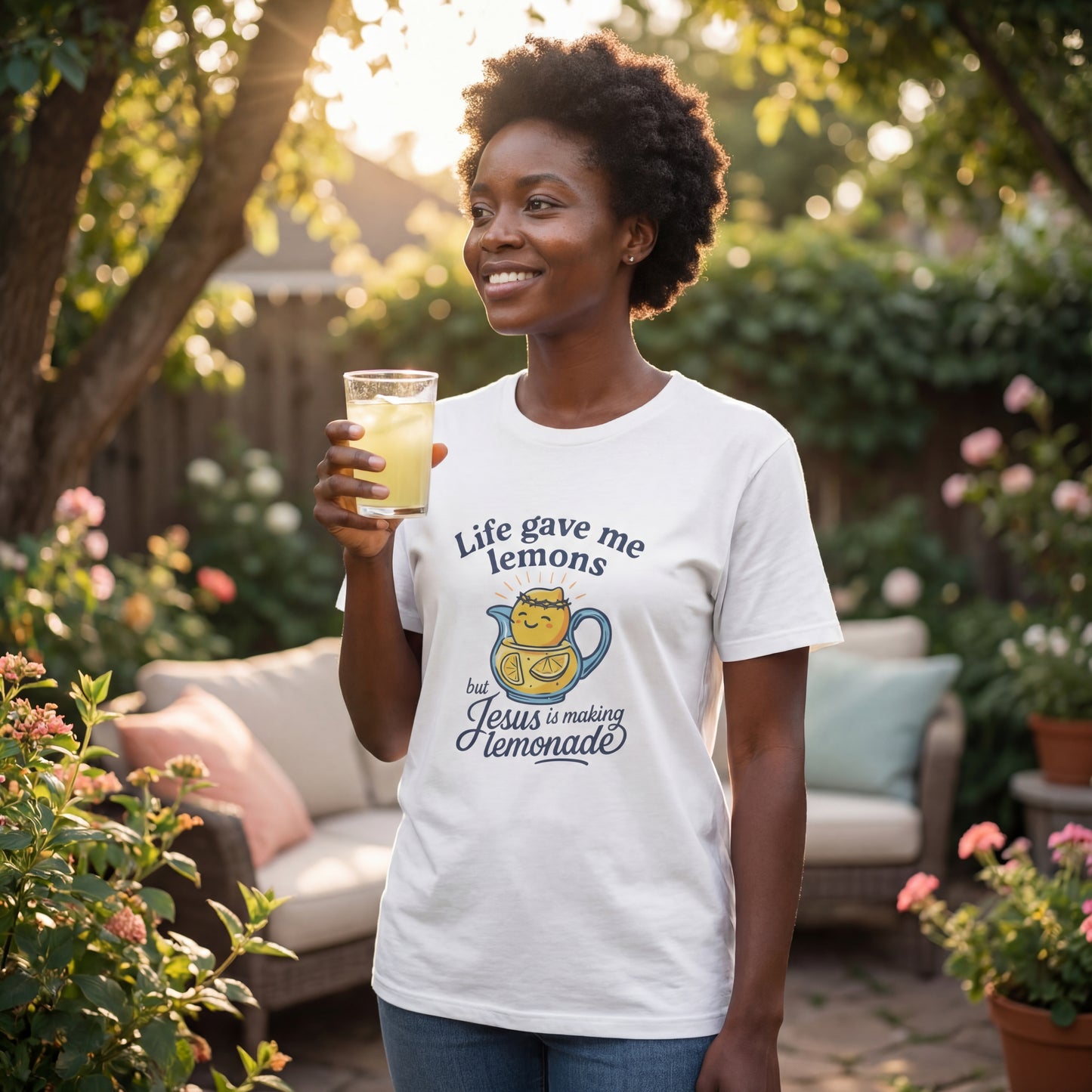 Life Gave Me Lemons But Jesus Is Making Lemonade Christian T-Shirt, Cute Inspirational Faith Tee, Funny Jesus Shirt for Women Men Youth