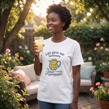 Life Gave Me Lemons But Jesus Is Making Lemonade Christian T-Shirt, Cute Inspirational Faith Tee, Funny Jesus Shirt for Women Men Youth