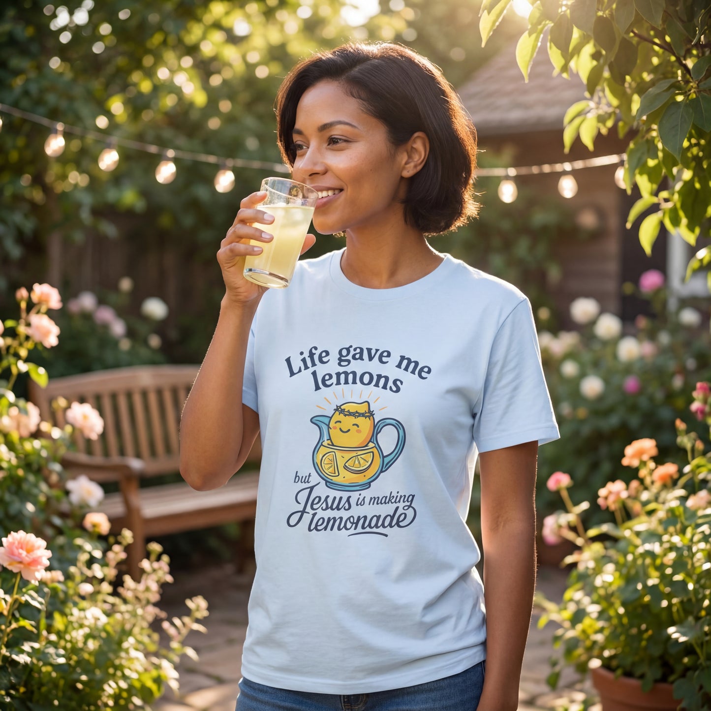 Life Gave Me Lemons But Jesus Is Making Lemonade Christian T-Shirt, Cute Inspirational Faith Tee, Funny Jesus Shirt for Women Men Youth