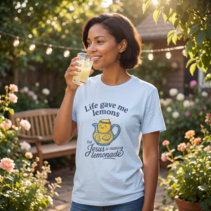 Life Gave Me Lemons But Jesus Is Making Lemonade Christian T-Shirt, Cute Inspirational Faith Tee, Funny Jesus Shirt for Women Men Youth