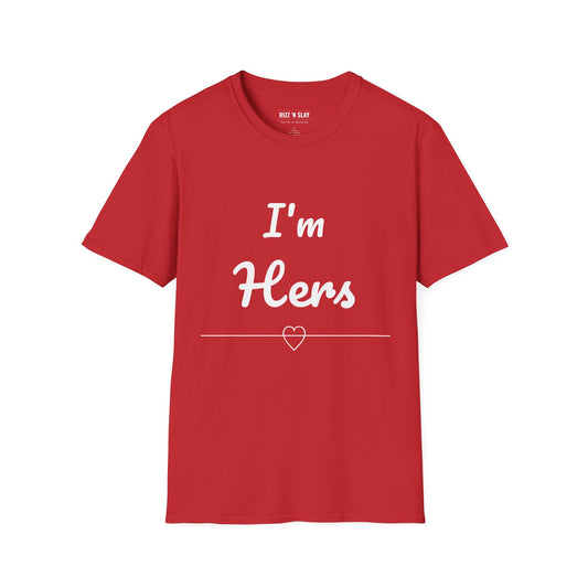 I'm Hers T-Shirt | Couples Shirt, Red Script Heart Design