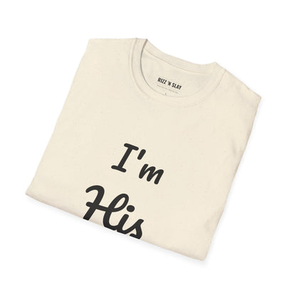 I'm His T-Shirt — Couples Valentine's Tee with Red Script & Heart Accent