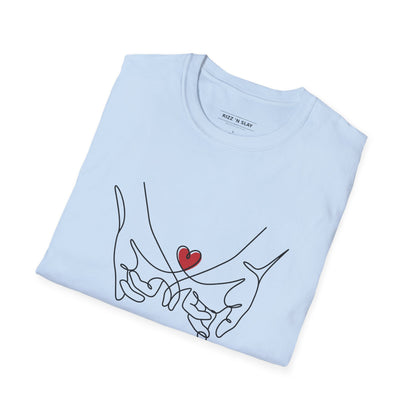 Best Friend Line Art T-Shirt - 'Unbreakable Bond' Minimal Heart Design - Galentine’s Day Minimalist Shirt