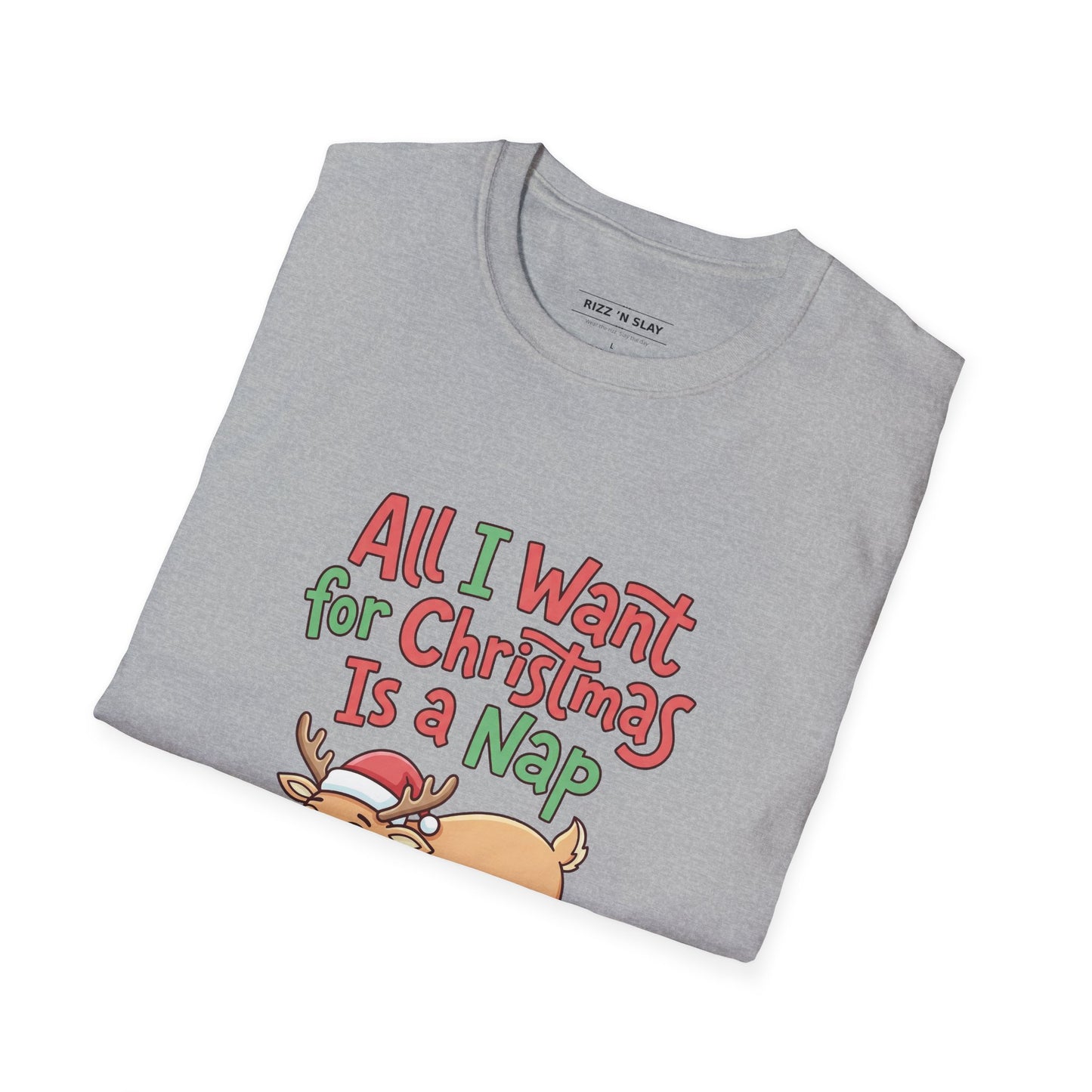 Christmas Nap T-Shirt — "All I Want for Christmas Is a Nap" Cute Reindeer Holiday Tee