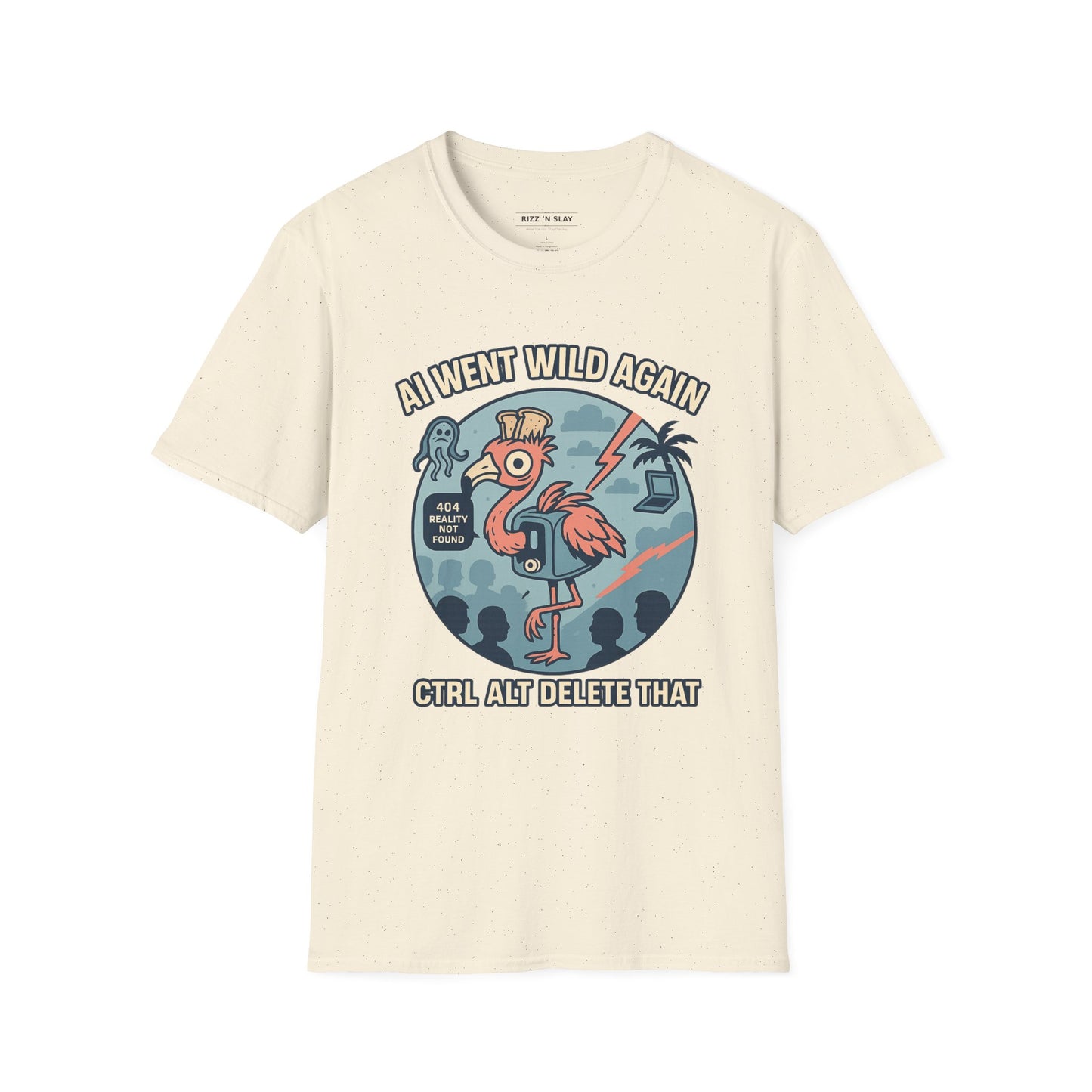 AI Gone Wild T-Shirt, Quirky Flamingo Tee