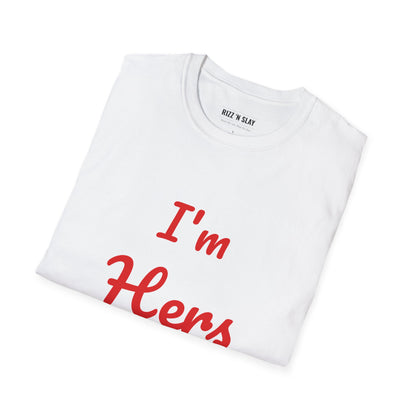 I'm Hers T-Shirt | Couples Shirt, Red Script Heart Design