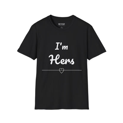 I'm Hers T-Shirt | Couples Shirt, Red Script Heart Design
