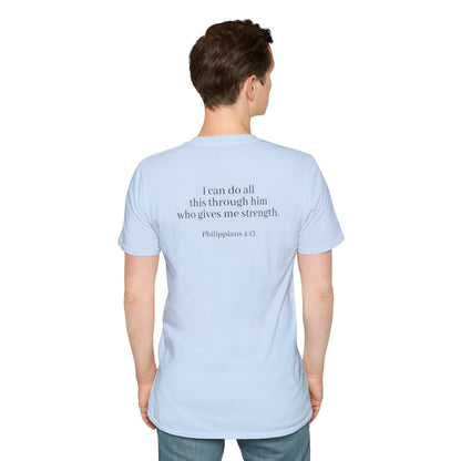 I can do all through Christ | Inspirational Christian T-Shirt, Religious Shirt, Faith Tee, Unisex Softstyle T-Shirt, Biblical Gift, Prayer Shirt, Philippians 4:13 Tee