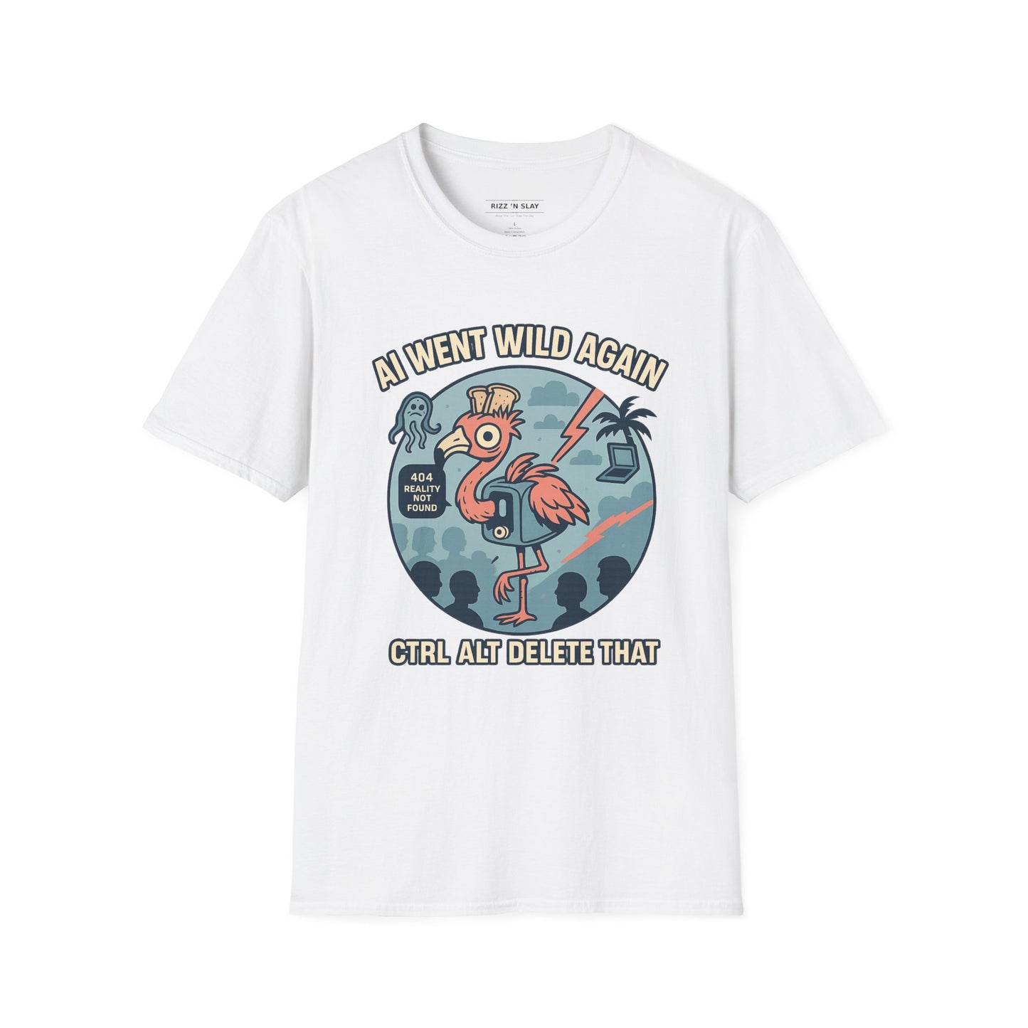 AI Gone Wild T-Shirt, Quirky Flamingo Tee